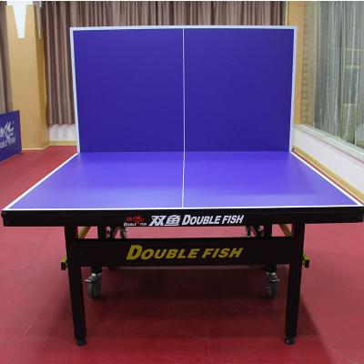 China Eco-Friendly Double Coating Fish 12mm Foldable Ping Pong Table MDF Ping Pong Table Tennis Table With Casters for sale