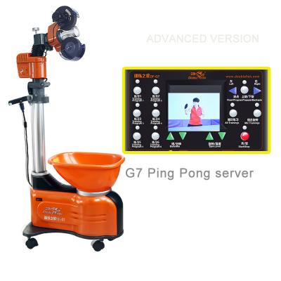 China Original Double Fish Multi-rotation Ping Pong Robot Server, Auto-gathering Ping Pong Ball Serve Machine 97*55*42cm for sale