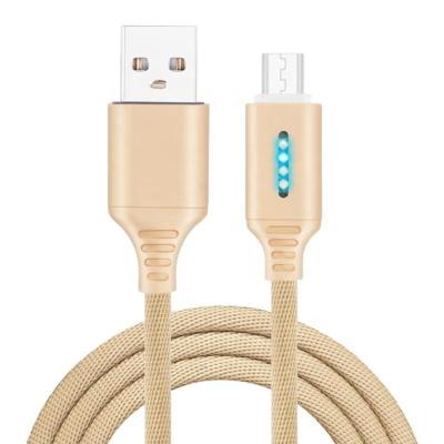 China Mobile Phone C Nylon Braided Fast Charging Smart Auto Power Off Light Type Led Micro C USB Phone Charger Cable for sale