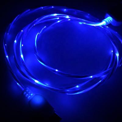 China Led Light Flowing Colorful Fiber Dot Glowing Flowing Light Micro Type C Led Charging USB Cable for sale