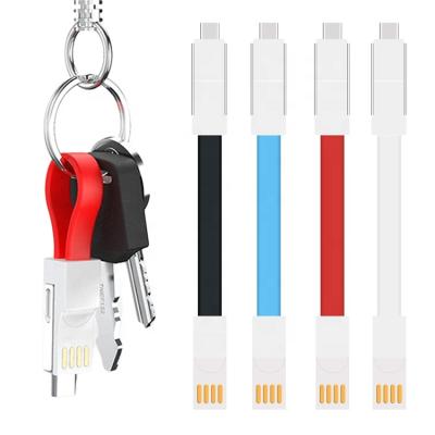 China 3 in 1 Mini Short Magnetic 3 in 1 Type C IOS Micro USB Charging Key Chain Cable for Power Bank Phone for sale