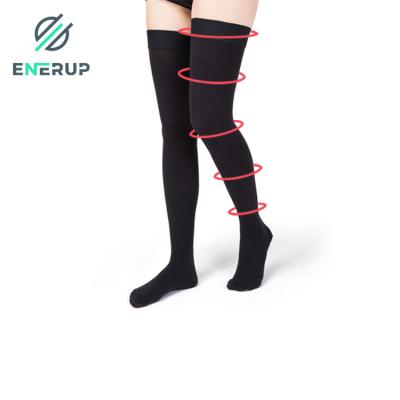 China Enerup OEM/ODM Medical Socks Women's 15-20mmhg Black Nylon Antibacterial High Compression Custom Antibacterial Thigh High Compression Socks for sale