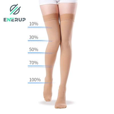 China Enerup Medical Varicose Socks Women 15-20mmhg Thigh High Antibacterial Black Nylon Custom Antibacterial Compression Socks OEM/ODM for sale