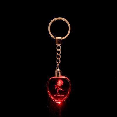 China Crystal Fancy Cheap Customized Design Engraved Colorful Crystal Key Chain /handmade LED Crystal Key Chain and Key Holders Gift Sets for sale