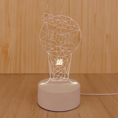 China Factory Wholesale BTS 3D Modern Warm Light Illusion Night Light 3D Acrylic Lamp for sale