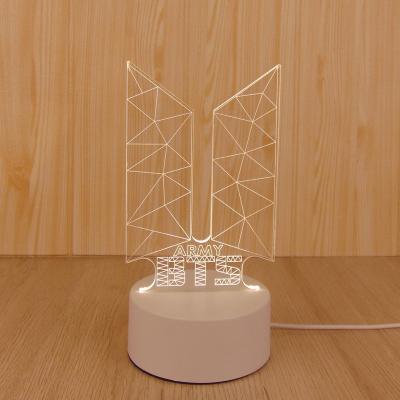 China Factory Wholesale Modern Acrylic Led Base 3d Night Light BTS Led Lamp With BTS for sale