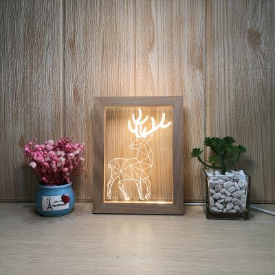 China 2021 New Modern Creative Kids Valentine Gifts Christmas Night Lights for Children Wooden Acrylic 3D Lamp for sale