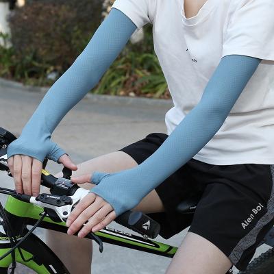 China Summer Breathable Ice Silk Sunscreen Hand Sleeves Men's and Women's Slim Elastic Half Finger Gloves Couple Driving Outdoor Cycling Arm Sleeves for sale