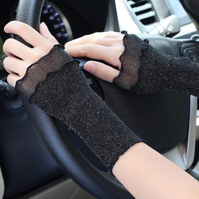 China Soft Fake Sleeve Mesh Decorative Sleeve Ladies Thin Cuff Bracelet Cover Back Scar Tattoo Fingerless Hand Splice Gloves for sale