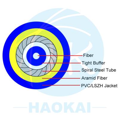 China Simplex Armored Round Indoor Optical Cable GJFXH With Aramid Yarn Strength Member for sale