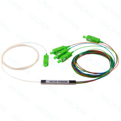 China 1x2 SC APC Fibra Óptica PLC Splitter FTTH Mini Tubos de Aço Sem Conector à venda