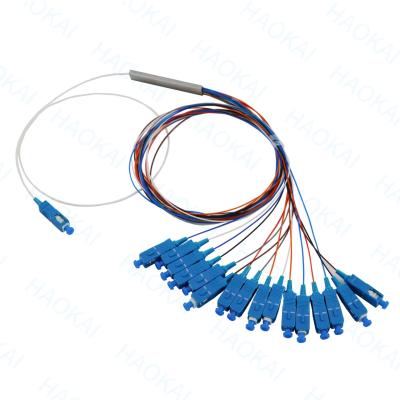 China FTTH Mini Stahlrohr Glasfaser Splitter 1x16 PLC Splitter mit SC UPC-Anschluss zu verkaufen