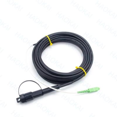 China Pre Connector FTTX Solution SC APC FTTA Fiber Optic Cable 5.0mm G657A2 LSZH 5M Black for sale