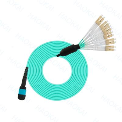 China Breakout MPO OM3 Patch Cord LC Connector Multimode Fiber Optic Patch Cables for sale