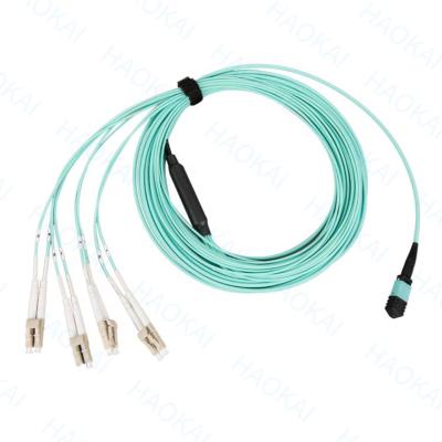 China 12core Multimode Fiber Optic Patch Cord With MPO LC Connector for sale