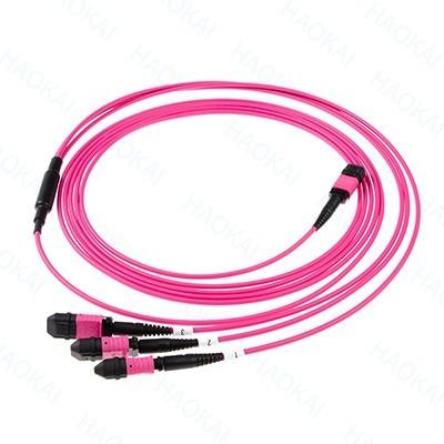 Cina LC Fiber Optical Patch Cord 12core MPO Fan Out Om4 Fiber Patch Cables in vendita