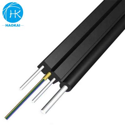 Cina 2 core 6 core FTTH Drop Cable Flat Fiber Optic Cable con Aramid Central Tube Steel Wire in vendita