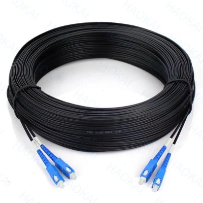 China Outdoor FTTH Patch Cord 2core Steel Wire Drop Fiber Optical Cable 2SC-2SC Connector for sale