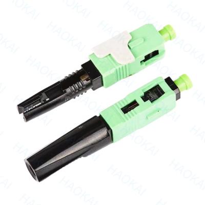 China 0.3db 60mm SC APC Fast Connector SM FTTH Fiber Optic Quick Connector for sale