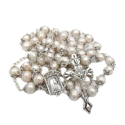 China Prayer Beads Freshwater Pearl Rosary Necklace for Women - Catholic Pearl Rosary for Men - Catholic Gifts - Rosarios Catolicos for sale