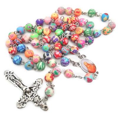 China Religious Items Christian Jewelry Luxury Prayer Bead from Clay Rosaries Catholic Religious Catholic Polymer Bead Rosari for sale