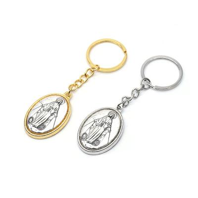 China Maria Metal Keychain Catholic Holy Religious Gold Saint Antique Keychain for sale