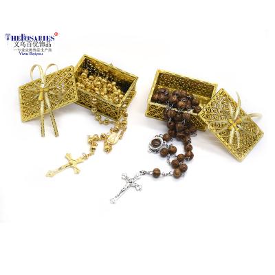 China RELIGIOUS Gold Cross Bow Box Wedding Gift Packing Box Jewelry Package Box 4.2*6*2.5cm for sale