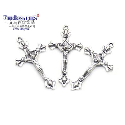 China 50pcs/Lot Jesus Cross Metal Pendant Rosary Religious Crucifix Accessory Charms for sale