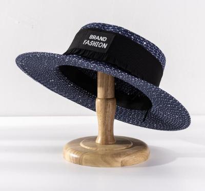 China Hot Selling Beach New Character Amazon Flat Surface Soft Disc Black Straw Sun Hat America Sombrero Straw Hat for sale