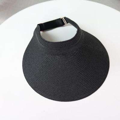 China Wide Brim Straw Beach Sun Visor Cap Paper Straw Visor Hat Foldable Latest Character Design Multi Color for sale