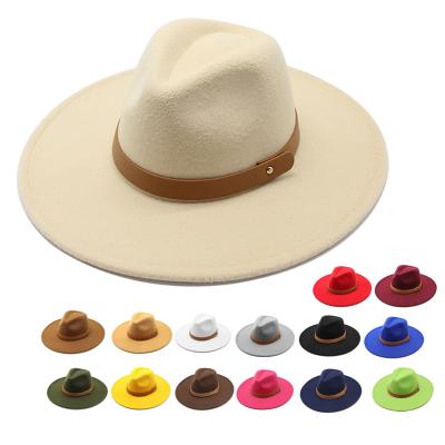 China Fashion Character 15 Women's Fedora Hat With Pu Band Vintage 9.5 Cm Wide Brim Summer Color Fedora Felt Hat for sale