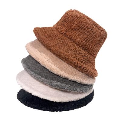 China 2022 Newest Comfort Girls Plain Sherpa Bucket Hat Breathable Stylish Adjustable Winter Warm Furry Bucket Hats For Women for sale