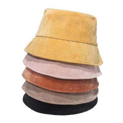 China Breathable Comfort Autumn Winter Women Plain Bucket Designer Luxury Sunshade Corduroy Bucket Hat for sale