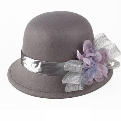 China Hot Trend Autumn Felt Dome Hat Winter Women's Wool Felt Flower Pot Hat Wholesale COMMON Fashion for sale