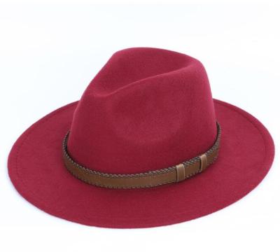 China JOINT Gentleman Vintage Style Burgundy Felted Hat Austria Wool Felt Hat Wide Brim Men's Felt Hat Floppy Disc for sale