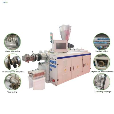 China PUFF Plastic Pipe / SPVC / PVC Pellets Process Conical Twin Screw Extruder Machines for sale