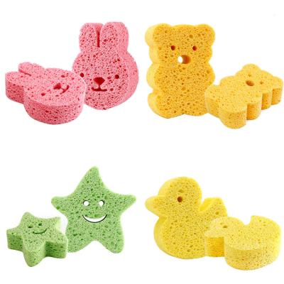 China Sustainable Customizable Cute and Colorful Cartoon Cheap Wood Pulp Cotton Kitchen Dishwashing Sponge for sale