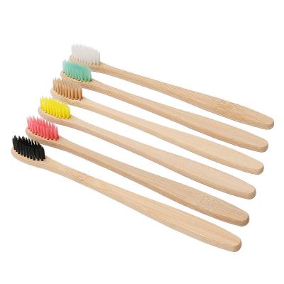 China Disposable Bamboo Toothbrush Customized for Hotel and Home Organic Biodegradable Adults Flat and Flakes Toothbrush for sale