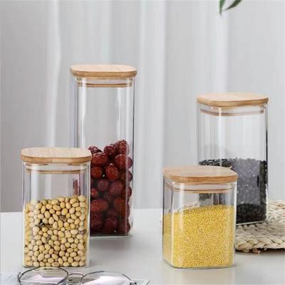 China Sustainable Square Glass Jar for Storage Sealed Moisture-proof Glass Jars for sale