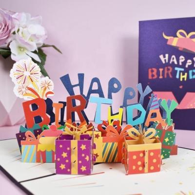 China Europe Factory Wholesale Handmade Paper Cutting 3d Birthday Card Printing Happy Birthday Greeting Card for sale