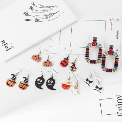 China Cute Halloween Theme Ghost Pumpkin Earrings Halloween Party Spoof Funny Props for sale