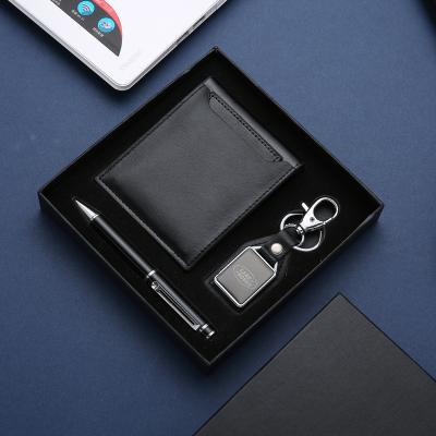 China DIY Supplies Business Card Promotional Box Set Pen Key Chain Office Business Gift Three Sets Manufacturers Custom Promotional Gifts for sale