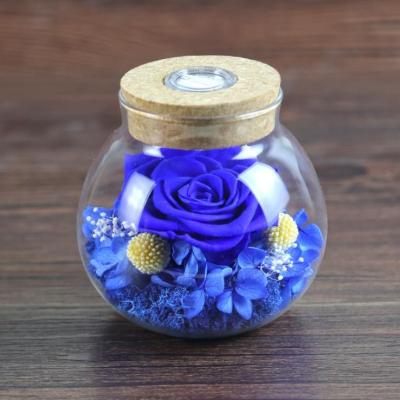 China Christmas Decoration Christmas Gift Decoration Wish Bottle Preserved Rose Flower Gifts Eternal Rose In Glass Dome Box for sale