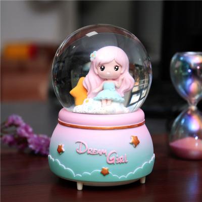 China CHRISTMAS Colorful Luminous Crystal Music Box Fantasy Girl with Snowflake Children's Birthday Gift Bedroom Music Box for sale