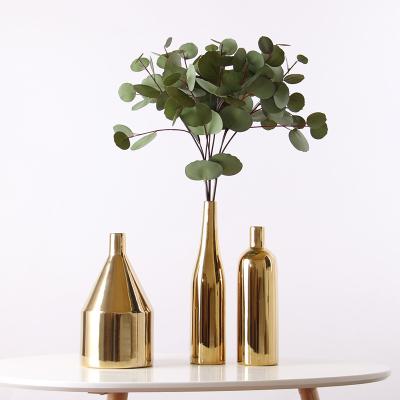 China Decorate Nordic Family INS Gold Electroplating Opens Ceramic Vase Pattern House Home Decoration Ornaments Flower Vases for sale