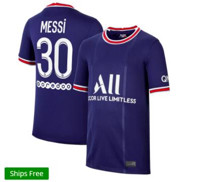 China Thai Quality Quick Dry Paris Saint Germain X Jordan Home Stadium Shirt 2021-2022 - Kids With Messi 30 Print Football Tank Top for sale