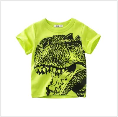 China Cartoon Printing Baby Kids Boys Girls Dinosaur Cotton Anti-Shrink T-Shirt For Summer for sale