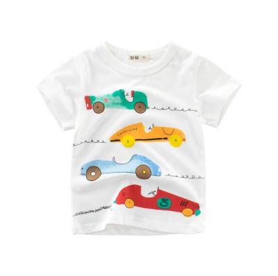 China White Cotton Car Print Boy T-Shirts Anti Shrinkage Kids For Summer for sale