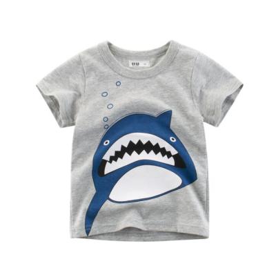 China Good Price White Baby Shark Printing Anti-Shrink Cotton T-Shirts Wholesale for sale