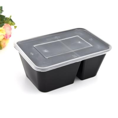 China Microwavable Viable Take Out 2 Compartment Bento Meal Prep Container With Plastic Lid Disposable Food Bowl Taker for sale